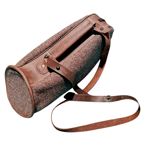 Hunting Horn Bag made of wool felt with leather