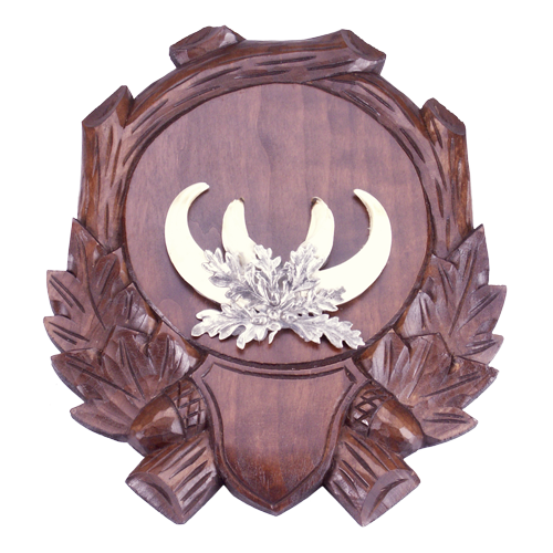 Hand-carved Shields for Wild Boar Tusks Made of Basswood