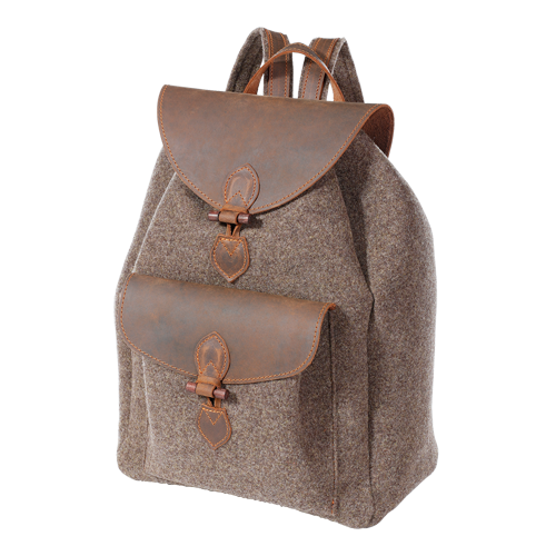 Silent hiking backpack made of wool felt