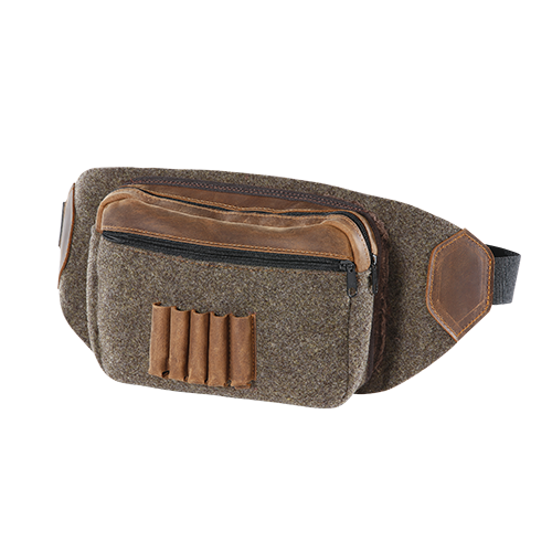 Waist bag made of wool felt with leather
