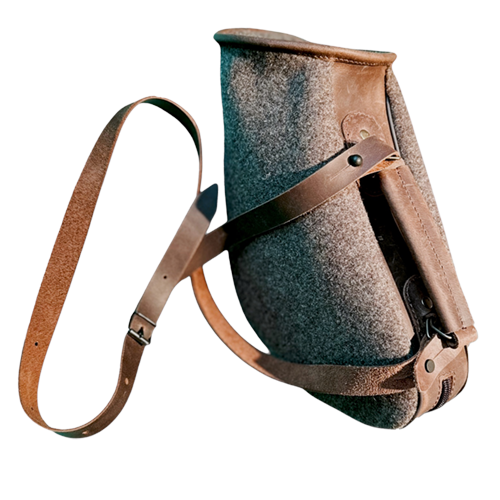 Hunting Horn Bag made of wool felt with leather